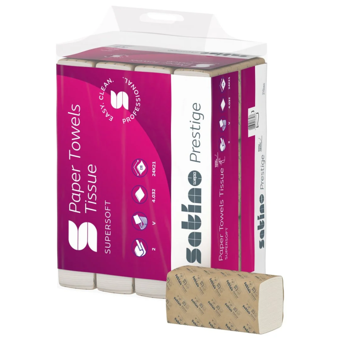 Papierhandtuch V-Falz Satino Prestige, 2-lg., 4032 Blatt - Palette