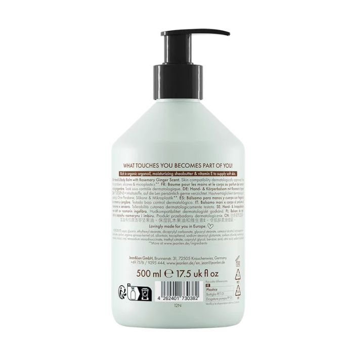 Jean & Len Hand & Body Balm Rosemary/Ginger 500 ml
