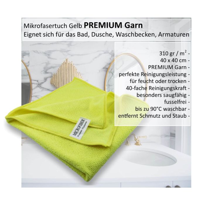PREMIUM Garn Mikrofasertuch gelb  40x40cm