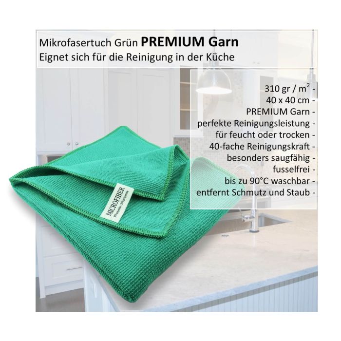 PREMIUM Garn Mikrofasertuch grün 40x40cm
