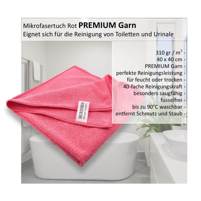 PREMIUM GARN Mikrofasertuch rot 40x40cm