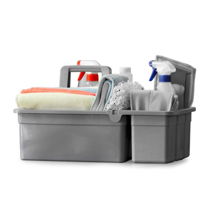 Tragebox grau mit Flaschenhalterung