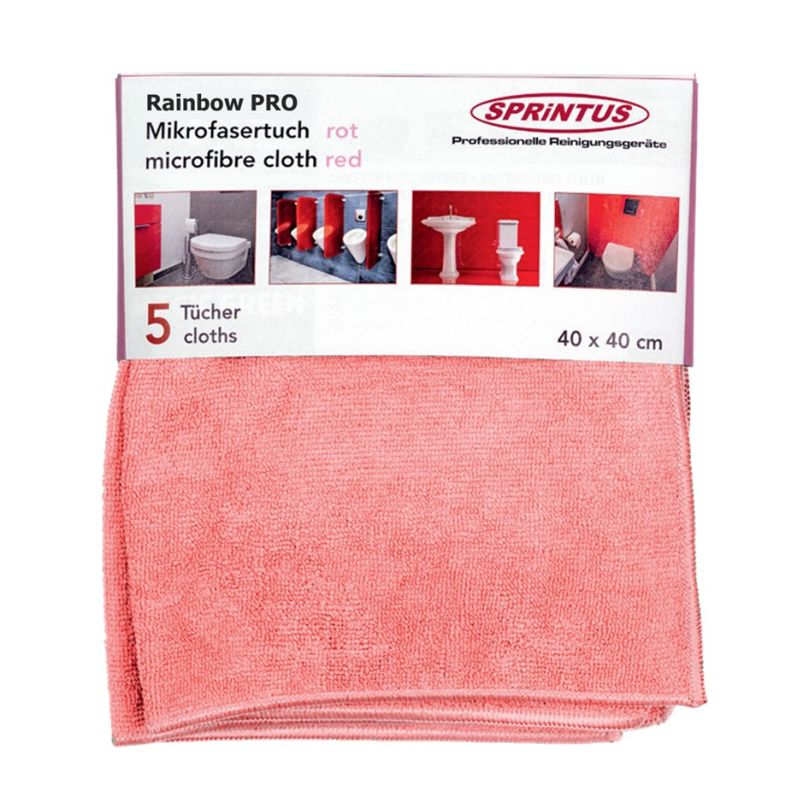 Rainbow Pro Mikrofasertuch rot 40x40cm 5er Set